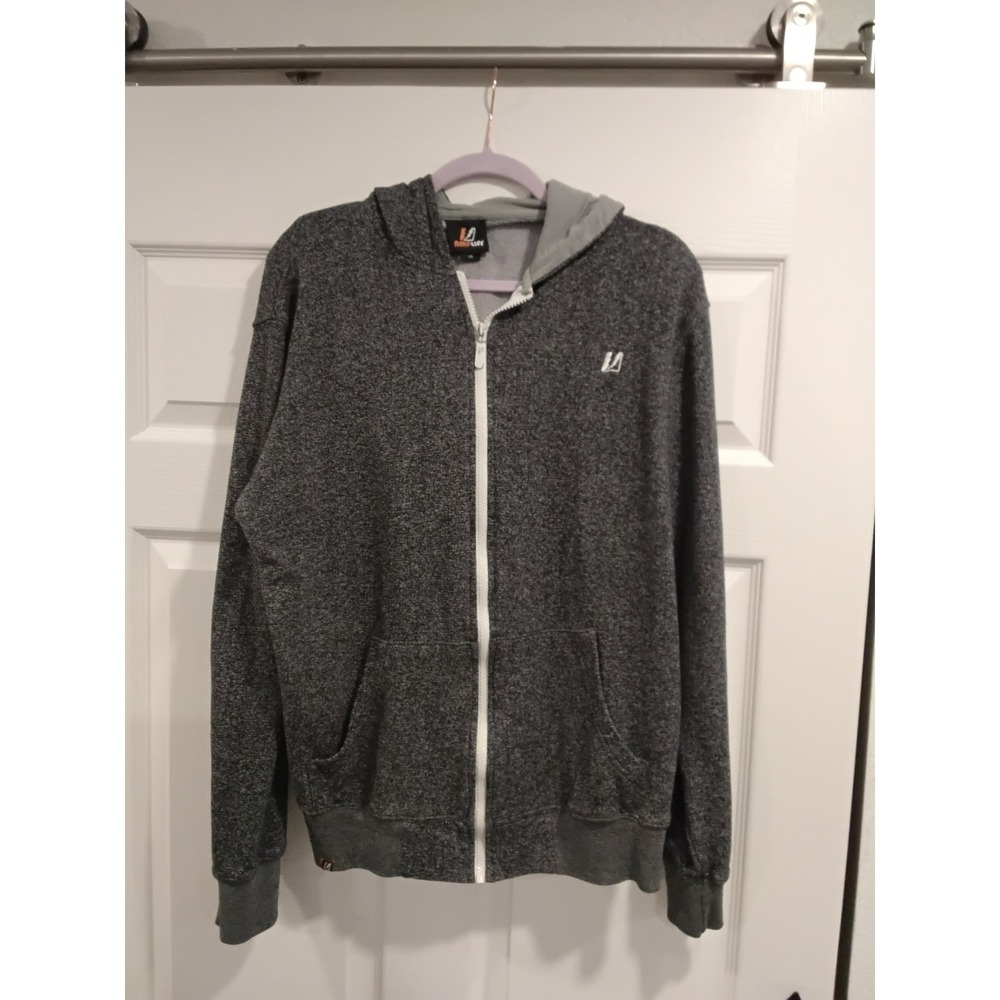 Amplify Mens Full Zip Hoodie Charcoal Gray Marl Fleece Lined Sweatshirt Large